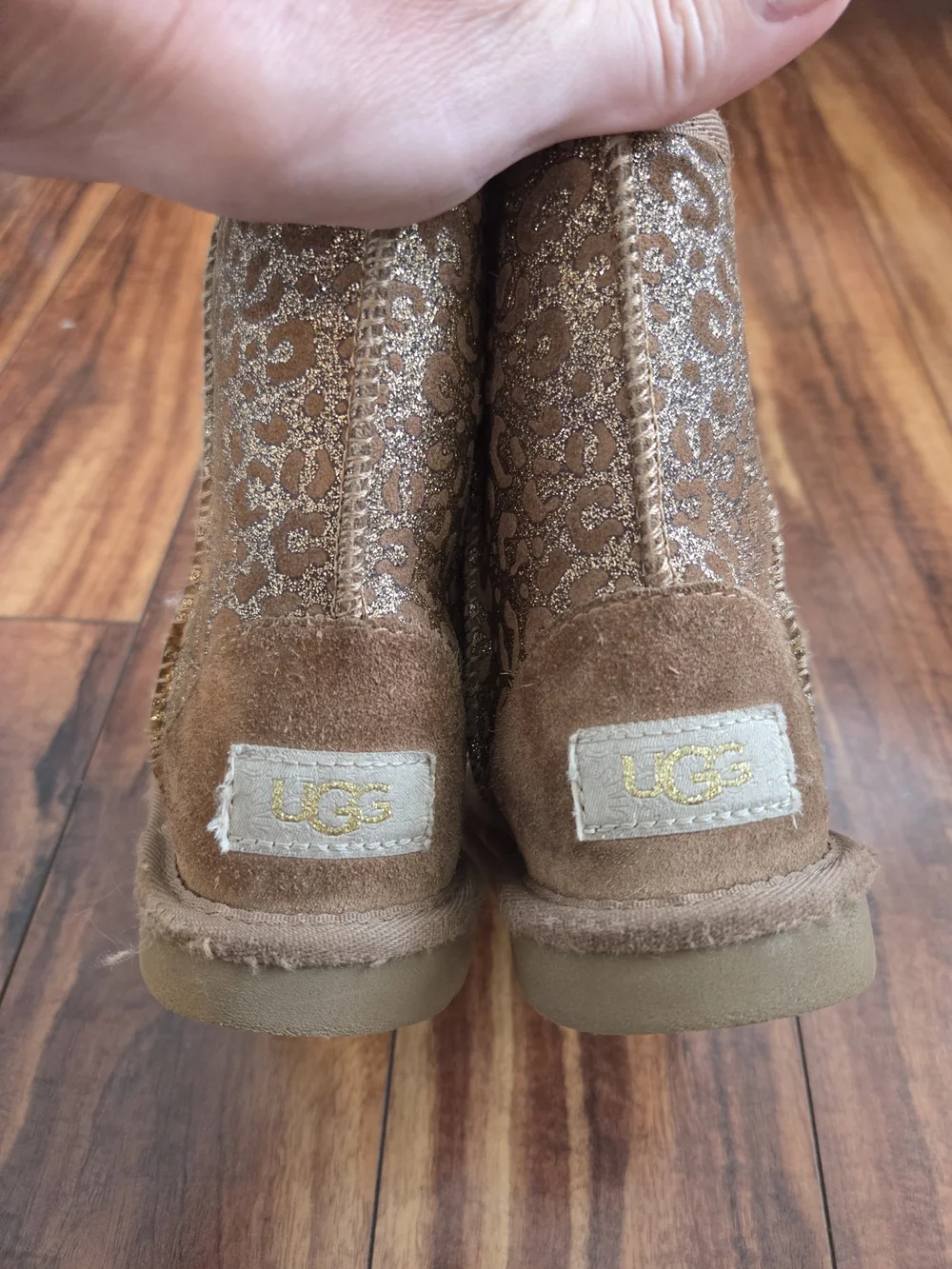 UGG Kids Brown Gold Leopard Print Classic Boot